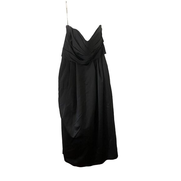 David's Bridal Women's Black Strapless Ruched Bodice Wedding Dress - 18 - Picture 1 of 15